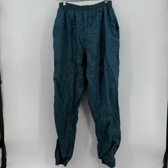 Vintage Windbreaker Jogger Pants Men’s Womens Medium Forest Green Zipper Cuff - Picture 1 of 12